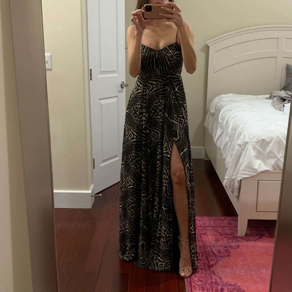 H&M printed brown chiffon gown - NWT